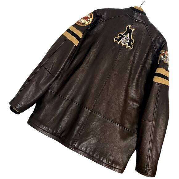 Avirex Vintage Leather Bomber Jacket Men 4XL Brown Star Series 75 New York Lions - Picture 2 of 16